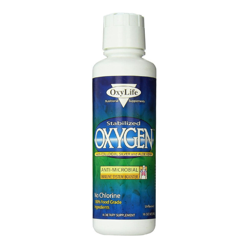 Oxylife Stabilized Oxygen With Colloidal Silver and Aloe Vera Unflavored Liquid, 16 Oz